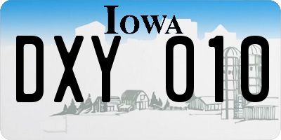 IA license plate DXY010