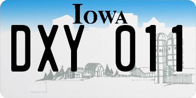 IA license plate DXY011