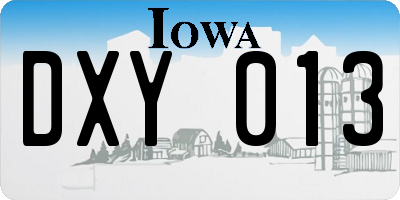 IA license plate DXY013