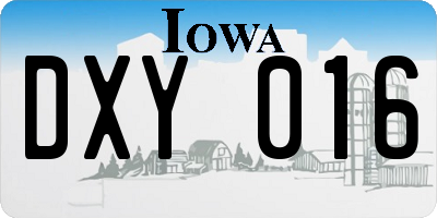 IA license plate DXY016
