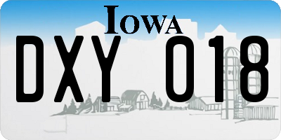 IA license plate DXY018