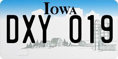 IA license plate DXY019