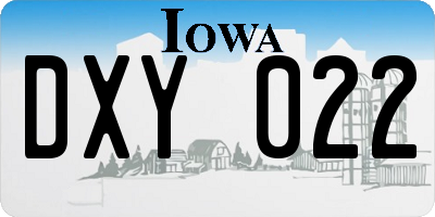 IA license plate DXY022