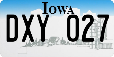 IA license plate DXY027