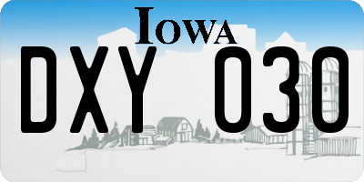 IA license plate DXY030