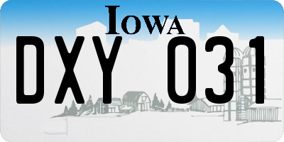 IA license plate DXY031