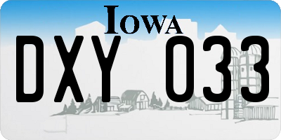 IA license plate DXY033