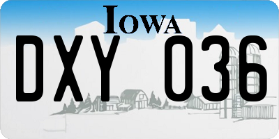 IA license plate DXY036