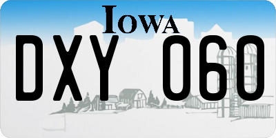 IA license plate DXY060
