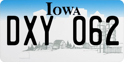 IA license plate DXY062