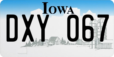 IA license plate DXY067