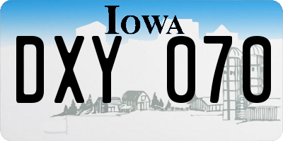 IA license plate DXY070