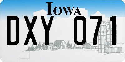 IA license plate DXY071
