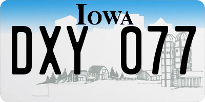 IA license plate DXY077