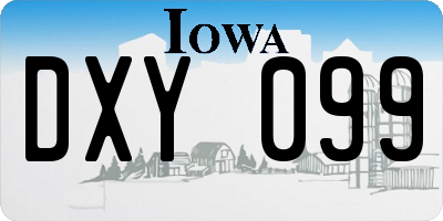 IA license plate DXY099