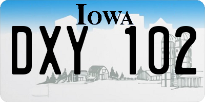 IA license plate DXY102