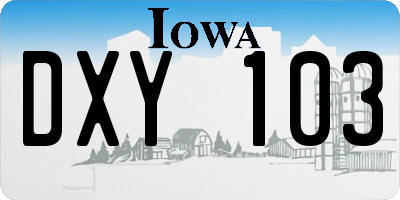 IA license plate DXY103