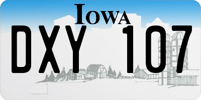 IA license plate DXY107