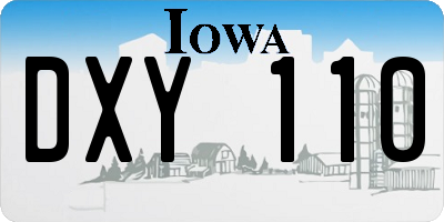 IA license plate DXY110