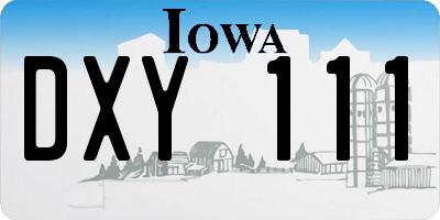 IA license plate DXY111