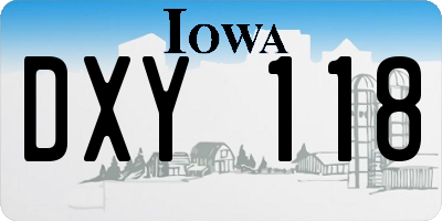 IA license plate DXY118
