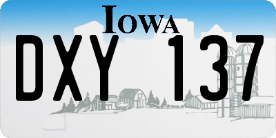 IA license plate DXY137