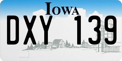IA license plate DXY139
