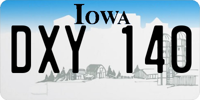 IA license plate DXY140