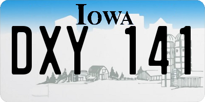 IA license plate DXY141