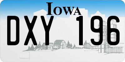 IA license plate DXY196