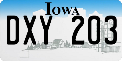 IA license plate DXY203
