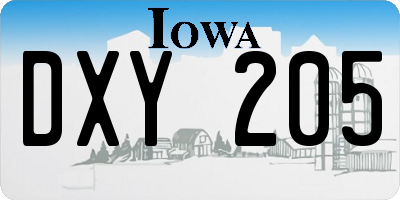 IA license plate DXY205
