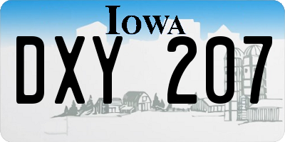 IA license plate DXY207