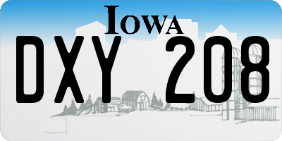 IA license plate DXY208