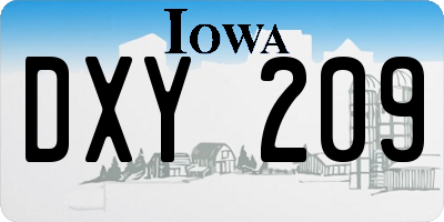 IA license plate DXY209
