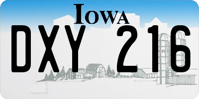 IA license plate DXY216