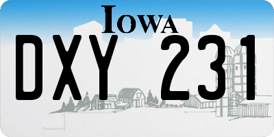 IA license plate DXY231