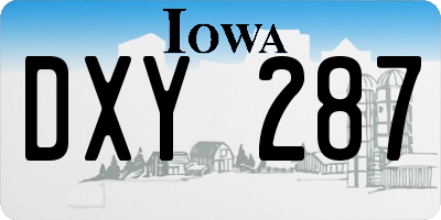 IA license plate DXY287