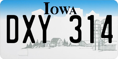 IA license plate DXY314