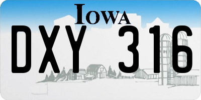 IA license plate DXY316