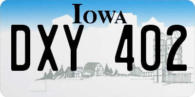IA license plate DXY402