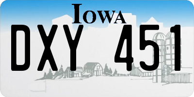 IA license plate DXY451