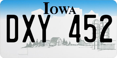 IA license plate DXY452