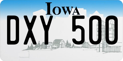 IA license plate DXY500