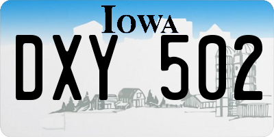 IA license plate DXY502