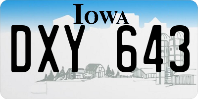 IA license plate DXY643