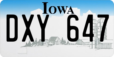 IA license plate DXY647
