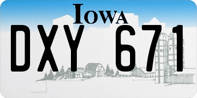 IA license plate DXY671