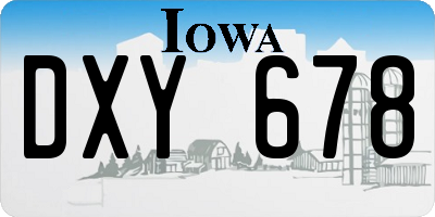 IA license plate DXY678