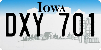 IA license plate DXY701